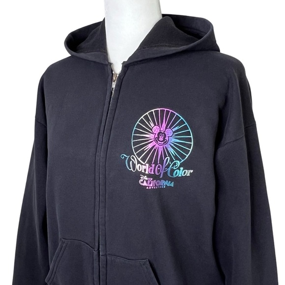 Disney Parks Hoodie DCA World of Color Zip Up Hooded Sweatshirt Black Junior XL - Picture 4 of 14